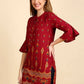 Anubhutee Maroon & Golden Printed Straight Kurti - Swadesiicart