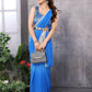 Partywear Designer White & Sky blue Georgette Fancy Saree - Satrangi | Swadesiicart