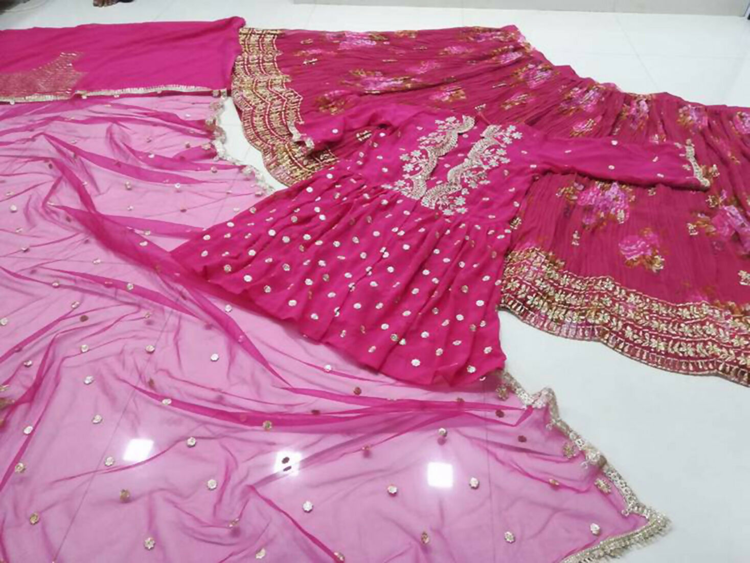 Jyoti Fashion Pink Jari with Sequin Embroidered Georgette Semi Lehenga Choli with Dupatta | Swadesiicart