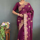 Vastranavya Purple Vichitra Silk Zari with Swarovski Work Ready to Wear Saree | Swadesiicart