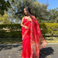 Vamsee Red Organza Saree - Swadesiicart