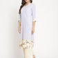 Ahalyaa Women's Powder Blue Crepe Kurta Palazzo Set With Dupatta | Swadesiicart