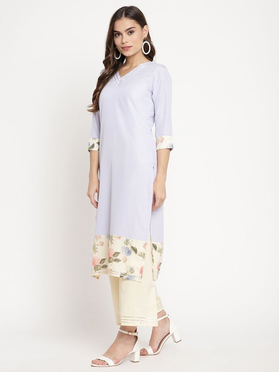 Ahalyaa Women's Powder Blue Crepe Kurta Palazzo Set With Dupatta | Swadesiicart