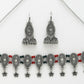 NVR Women's Silver-Plated Choke Oxidized Necklace with Jhumka Earrings - Swadesiicart