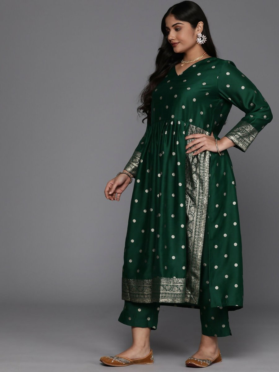 Ahalyaa Women's Traditional wear Kurta Set - Green | Swadesiicart