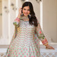 Partywear Designer Pista Dola Silk Anarkali suit with Dupatta - Samyukta - Swadesiicart