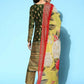 Ahalyaa Women's Olive Colour Poly Silk Gold Printed Kurta Pant Set With Dupatta | Swadesiicart