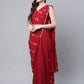 Ahalyaa Women Maroon Crepe Georgette Printed Saree Dress With Printed Pallu | Swadesiicart