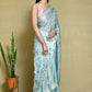 Blue Satin Silk Sequence Embroidered With Stone Work Festive Saree - Nimaya Denzy