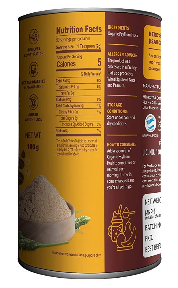 Organic Tattva Psyllium Whole Husk (Isabgol) | Swadesiicart