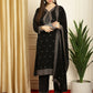 Jyoti Fashion Women's Black Georgette Resham Thread & Sequin Kurta with Trouser & Dupatta | Swadesiicart
