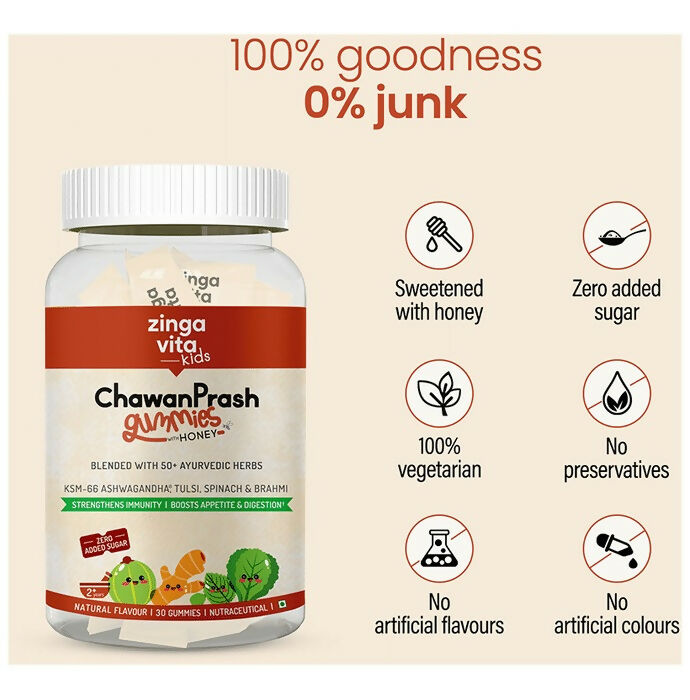 Zingavita Chawanprash Gummies with Honey for Kids (2+ yrs) Natural Flavor - Swadesiicart