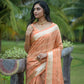 Vishnu Weaves Women's Orange Organza Silk Zari Woven Saree with Blouse - Swadesiicart