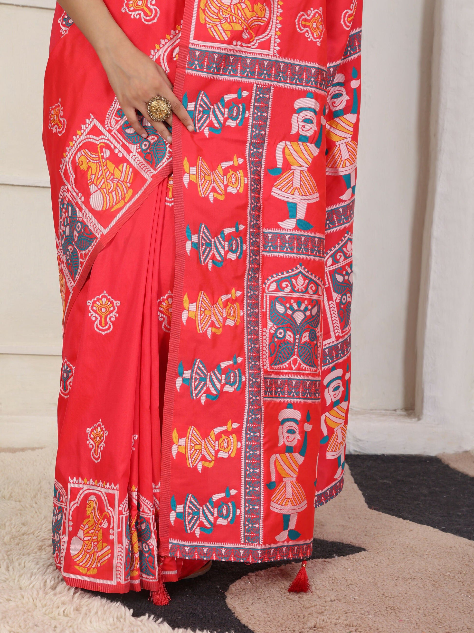 Shree Shyam Fashion Silk Blend Red Saree