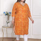 Miravan Women's Plus Size Yellow Bandhani Printed Straight Kurta - Swadesiicart