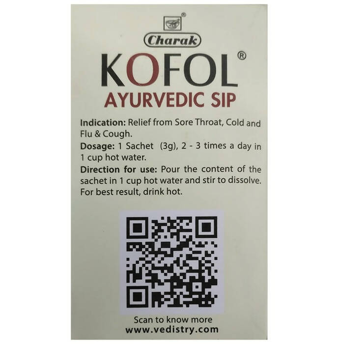 Charak Pharma Kofol Ayurvedic Sip Instant Kadha Sachet Sugar-Free - Swadesiicart