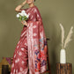 Shree Shyam Fashion Linen Cotton Rust Saree