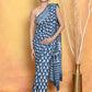 Very Much Indian Handblock Printed Cotton Saree With Natural Dyes - Blue | Swadesiicart