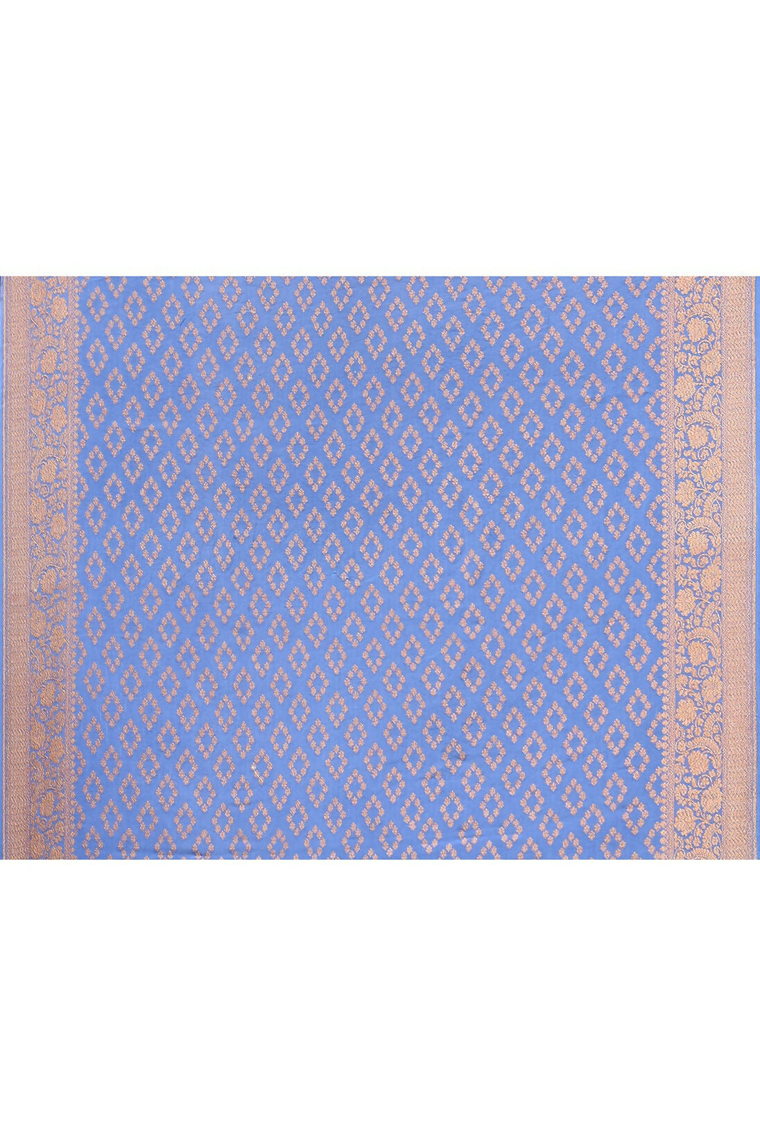 Joban Fashion Dusty Blue Crepe Chiffon Pure Handloom Banarasi Silk Saree | Swadesiicart