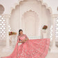 Aastha Fashion Gajari Butterfly Net White Cotton Thread Work, Zari Work And Sandwich Sequence Work Embroidery Wedding Wear Lehenga Choli