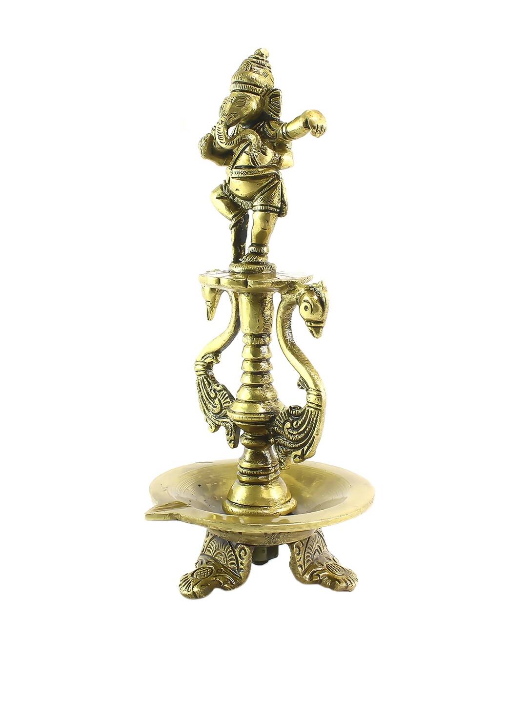 eCraftIndia Antique Gold-Toned Lord Ganesha Decorative Diya Showpiece | Swadesiicart