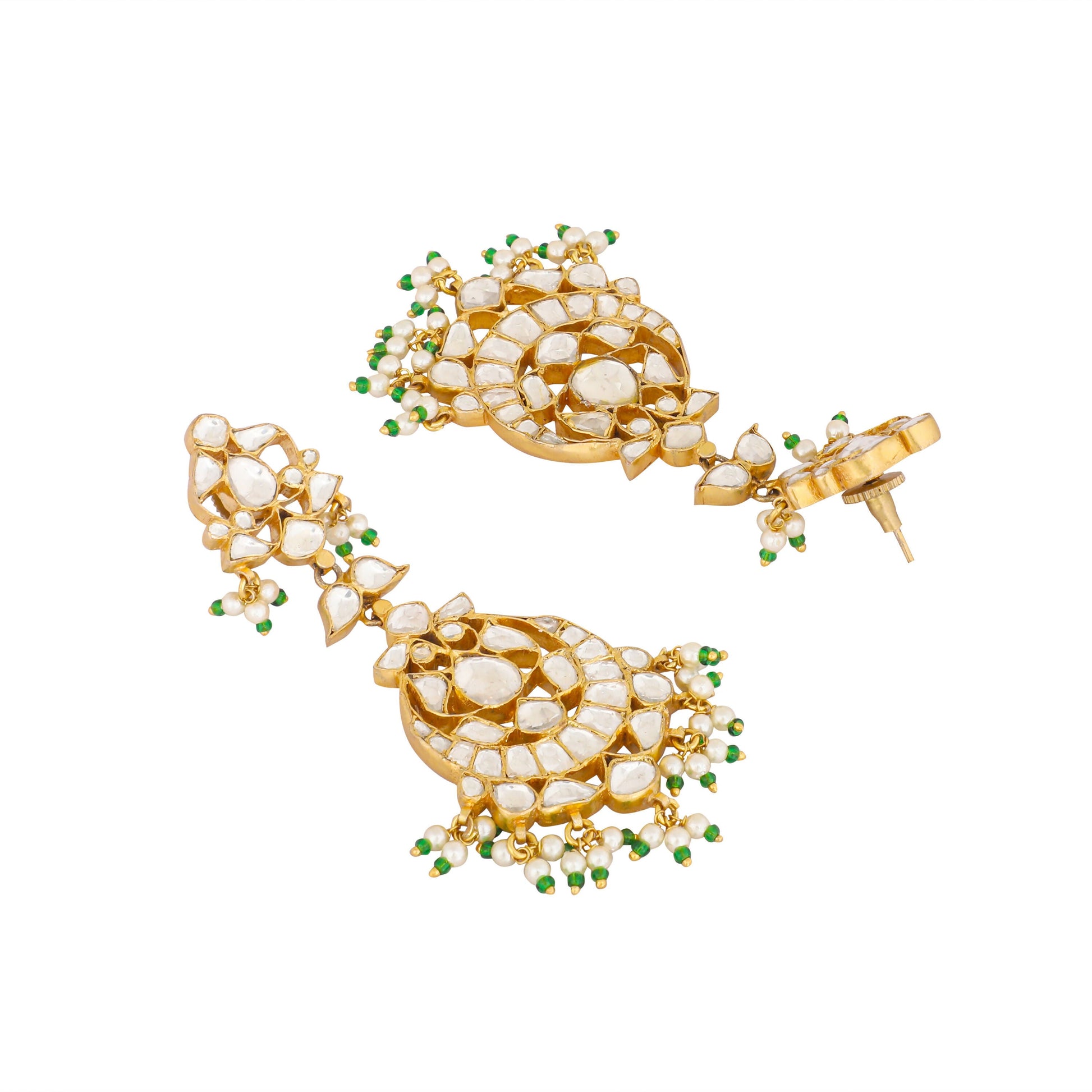 Nuyug 22K Gold Plated Chandbali Stone Drop Kundan Earrings | Swadesiicart