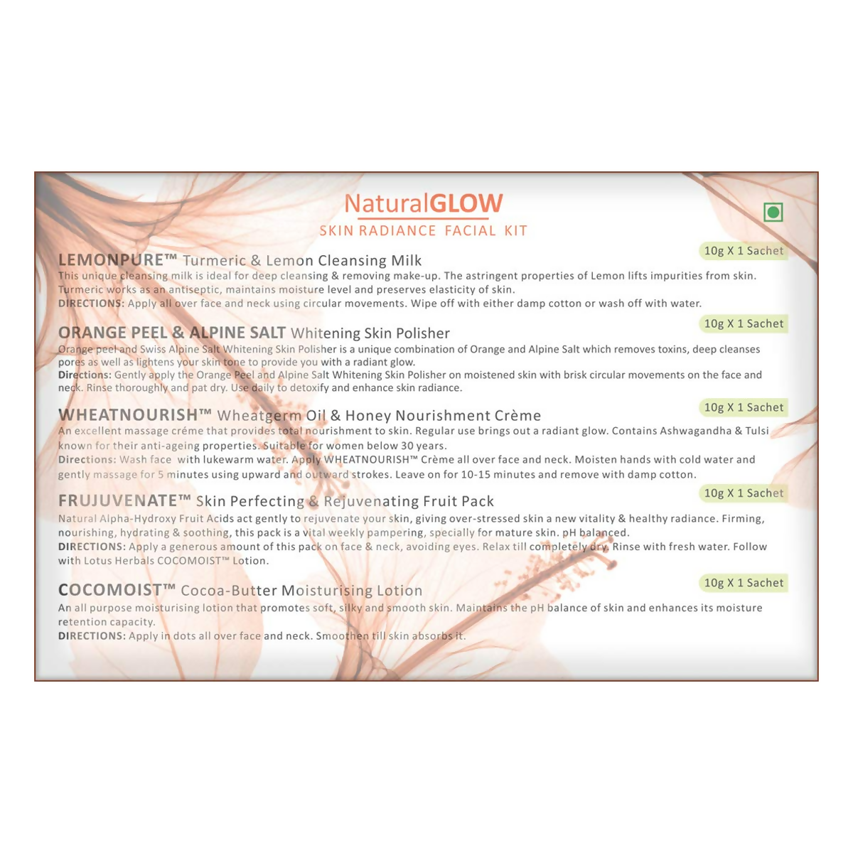 Lotus Herbals Natural Skin Glow Radiance Facial Kit - Swadesiicart