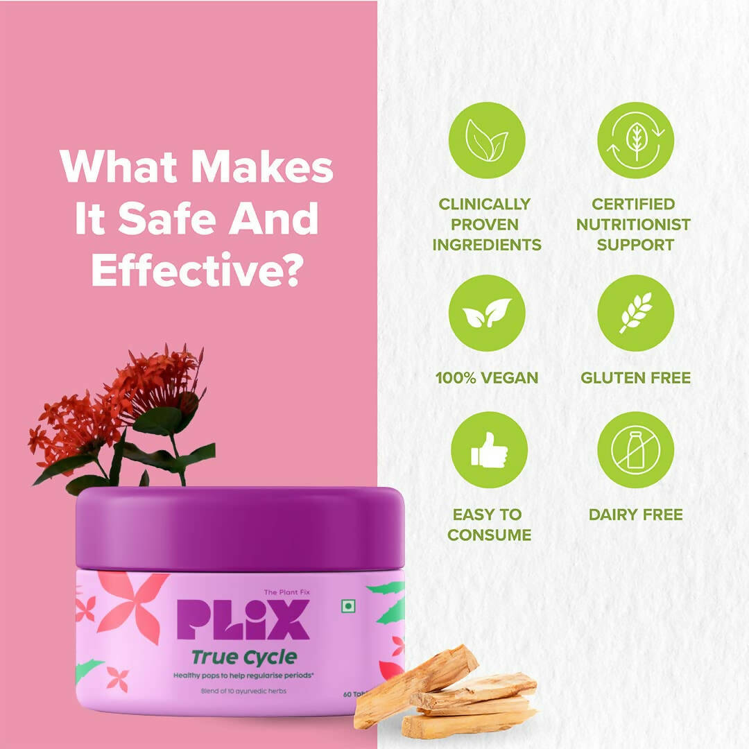 PLIX The Plant Fix Women's True Cycle Tablets | Swadesiicart