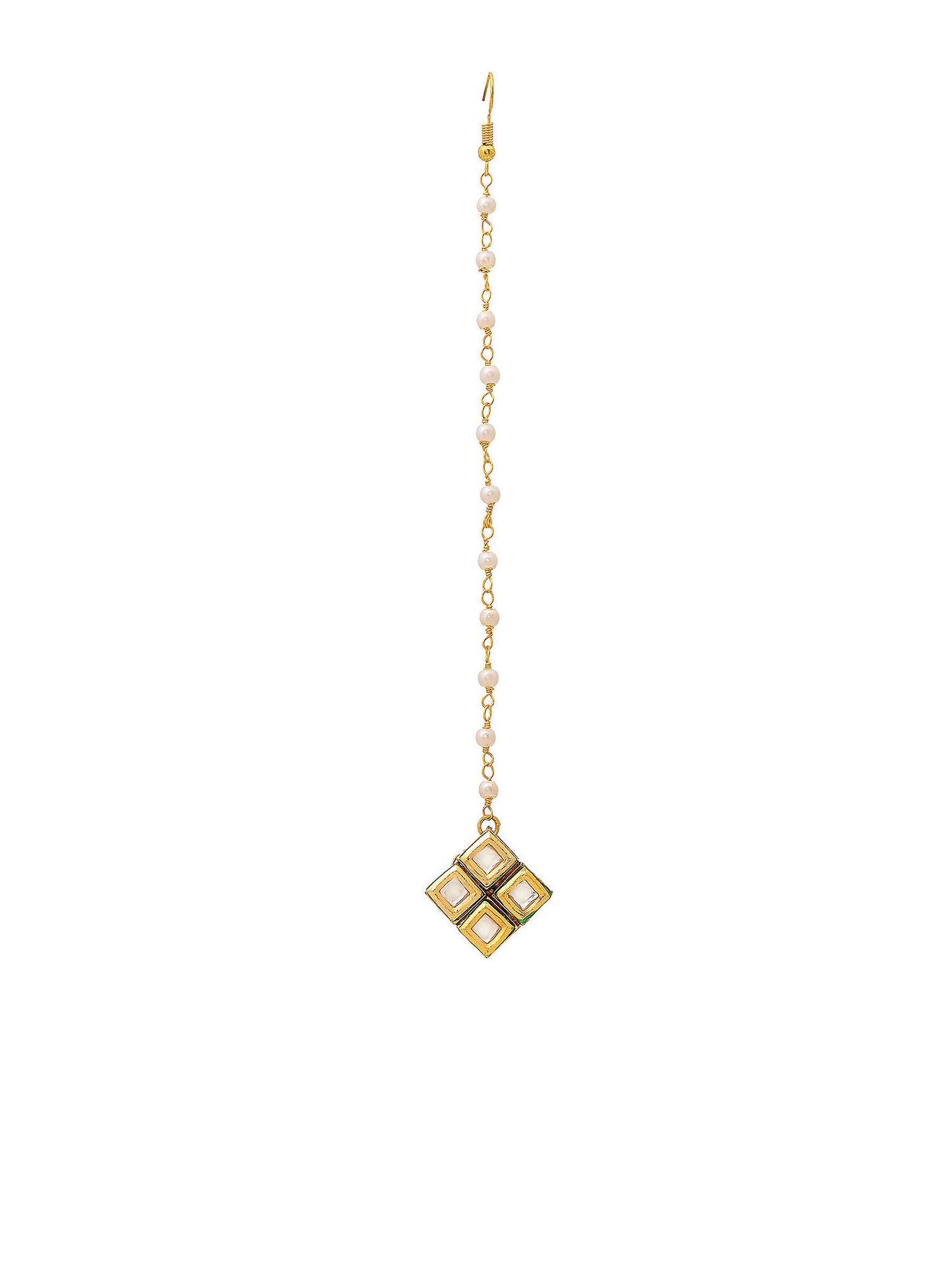 Ruby Raang Gold Square Kundan Maang Tikka | Swadesiicart