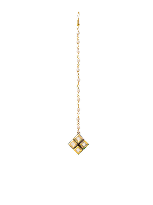 Ruby Raang Gold Square Kundan Maang Tikka | Swadesiicart