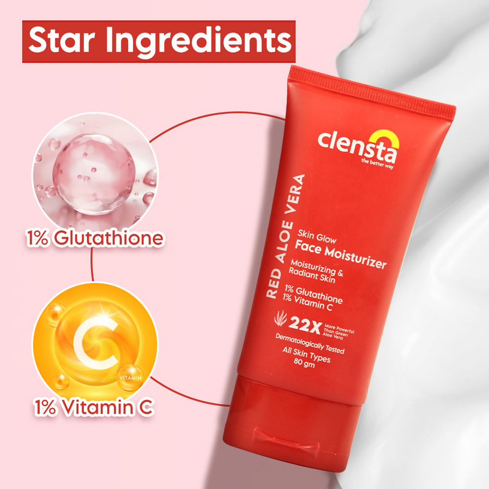 Clensta Red Aloe Vera Skin Glow Face Moisturizer - Swadesiicart