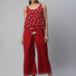 Ahalyaa Womens Maroon Chiffon Printed Jumpsuit - Swadesiicart