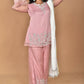 Morchari Women And Hand Embroidery Palazzo Set-Peach - Swadesiicart