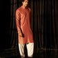 Red viscose Chikankari Embroidery Work Men's Traditional Kurta Set - Mahotsav | Swadesiicart