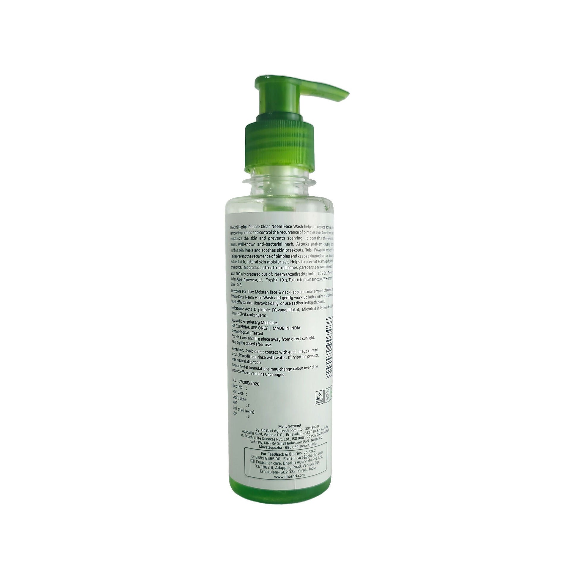 Dhathri Neem Facewash For Pimples, Reduces Acne and Cleanses Pores - Swadesiicart