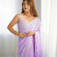 Attractive Looking Georgette Thread, Sequance Embroidery Work Party Wear Saree - Lavender