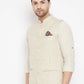 Even Apparels Beige Linen Men Woven Nehru Jacket | Swadesiicart