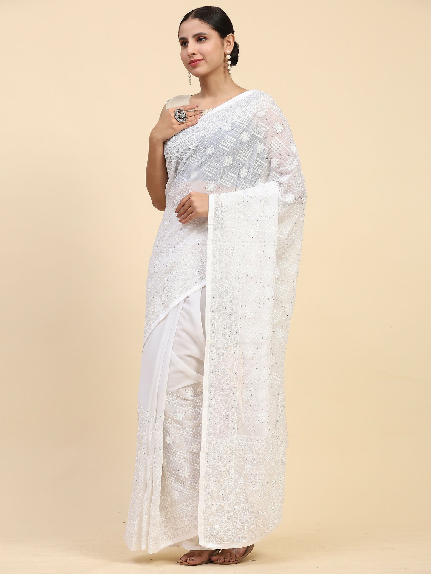 Vamsee Hemangi Georgette Saree - Swadesiicart