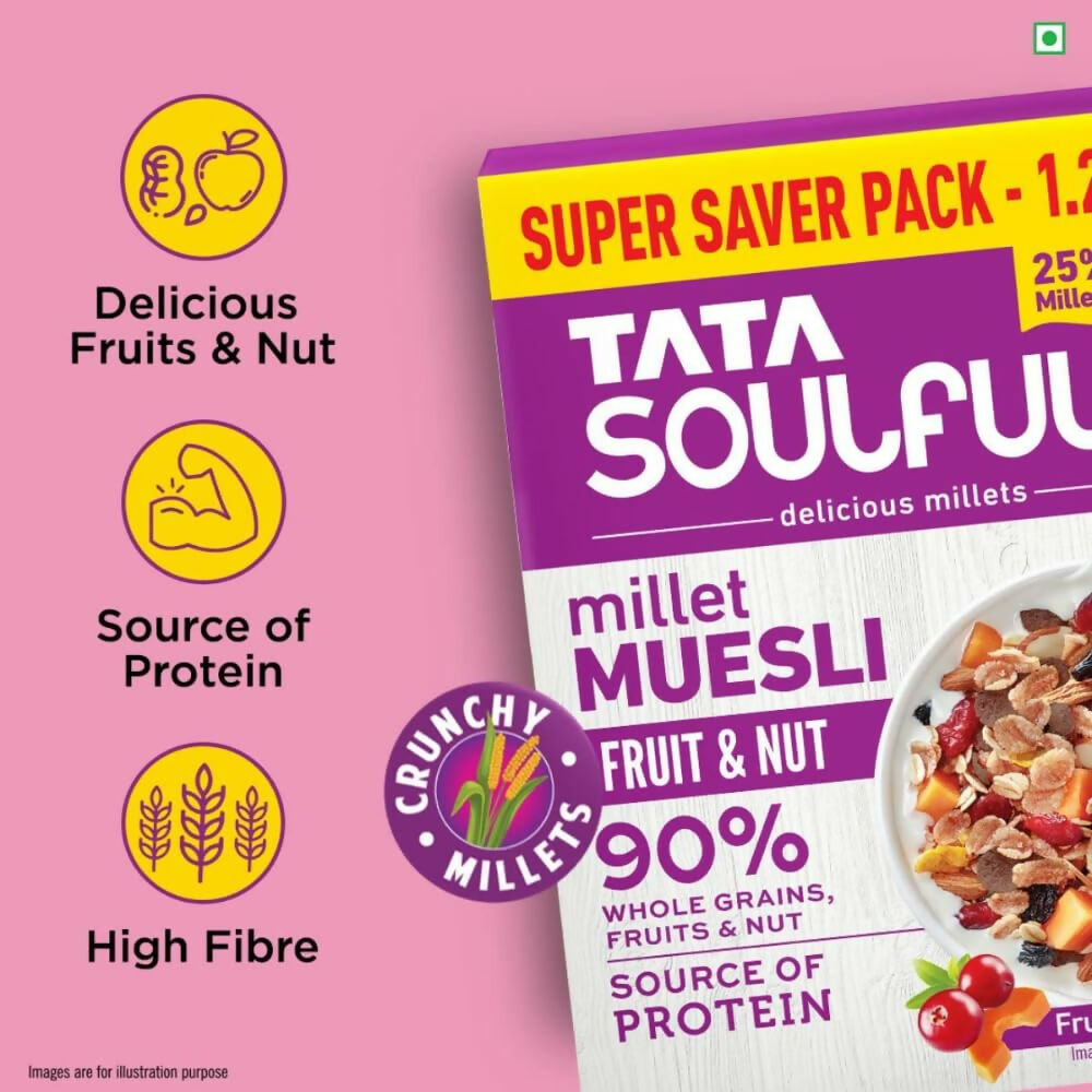 Tata Soulfull Millet Muesli Breakfast Cereals (Fruit & Nut) - Swadesiicart
