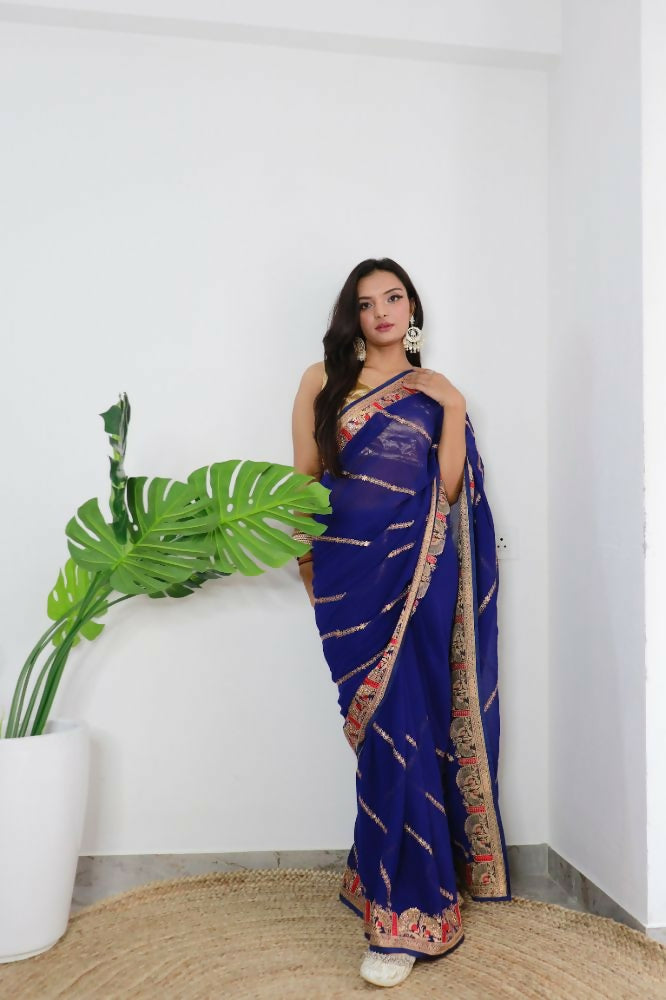 Vamsee Aaradhna Purple Georgette Saree - Swadesiicart