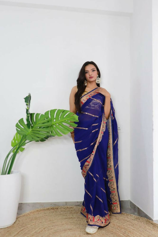 Vamsee Aaradhna Purple Georgette Saree - Swadesiicart