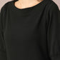 Myshka Women's Black Solid Boat Neck Party Top With Trousers Co-ord set - Swadesiicart
