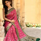 Joban Fashion Pink Crepe Chiffon Pure Handloom Banarasi Silk Saree | Swadesiicart