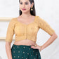 Joban Fashion Gold Shimmer Elbow Sleeveless Front Open Blouse - Swadesiicart