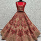 Jyoti Fashion Women's Red Silk Fancy Dori & Sequins Multi Thread Embroidered with Diamond Work Wedding Lehenga Choli | Swadesiicart