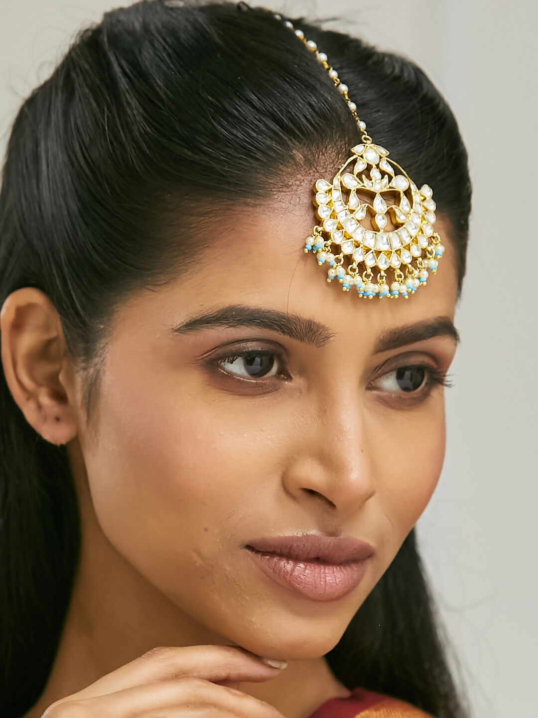 Nuyug 22k Gold Plated Crescent Maang Tikka | Swadesiicart