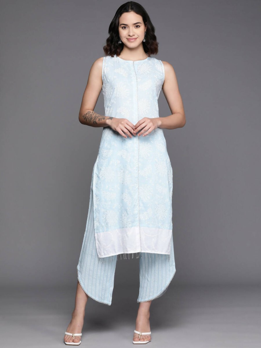 Ahalyaa Women's Traditional Wea Kurta Set - Aqua | Swadesiicart
