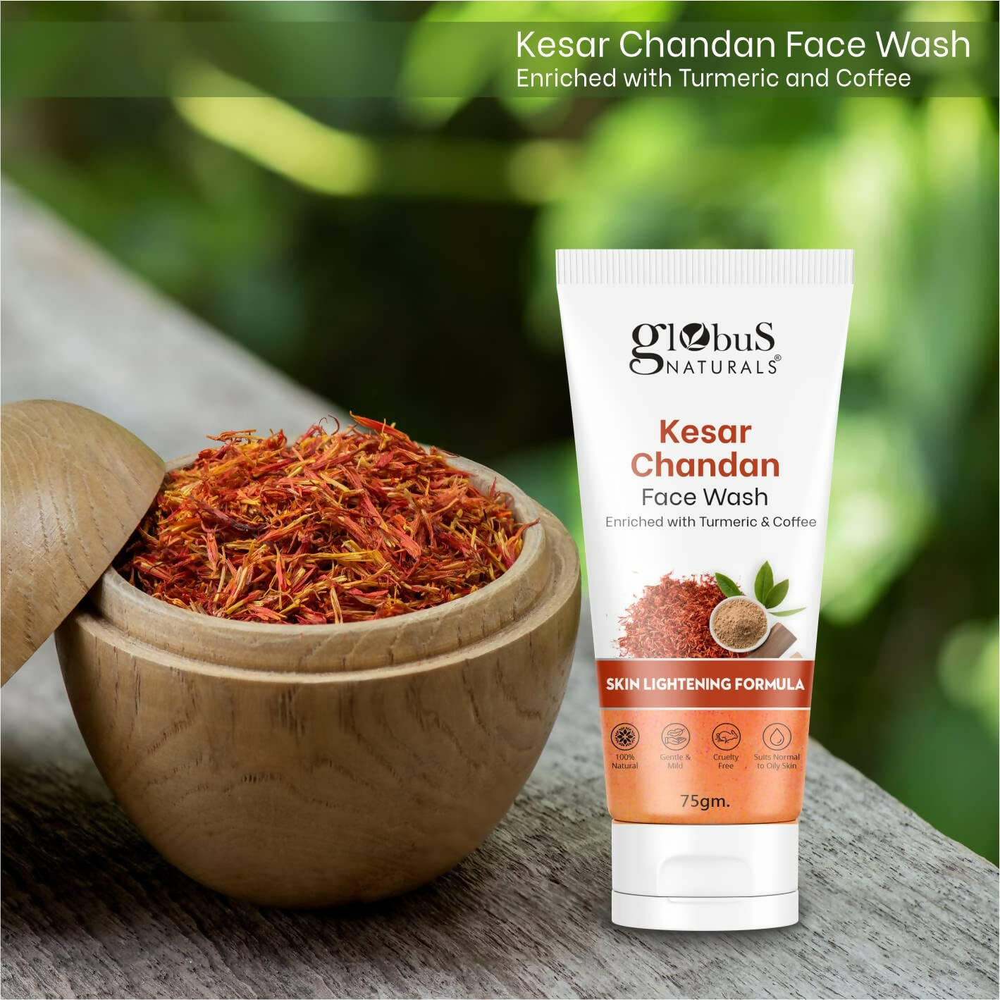 Globus Naturals Kesar Chandan Skin Lightening & Tan Removal Face wash - Swadesiicart