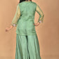 Morchari Women And Hand Embroidery Palazzo Set-Green - Swadesiicart