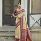 Vishnu Weaves Women's Chiku Handloom Raw Silk Saree with Blouse - Swadesiicart